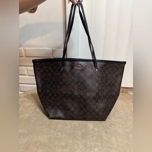 Coach Signature Brown and Black Tote